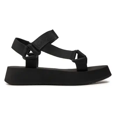 Sandály Calvin Klein Jeans Sandal Velcro Webbing In Mtl YW0YW01480 Černá