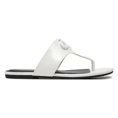 Žabky Calvin Klein Jeans Flat Sandal Slide Toepost Mg Met YW0YW01342 Bílá