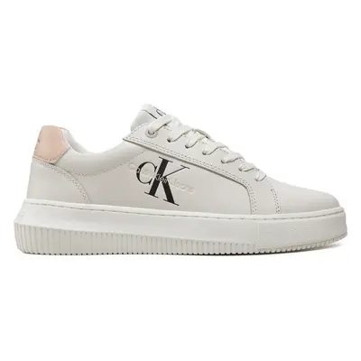 Sneakersy Calvin Klein Jeans Chunky Cupsole Mono Lth Wn YW0YW00823 Bílá