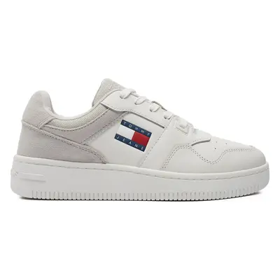 Sneakersy Tommy Jeans Retro Basket Mix Media EN0EN02653 Bílá