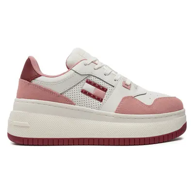 Sneakersy Tommy Jeans Retro Basket Flatform Mix EN0EN02654 Růžová