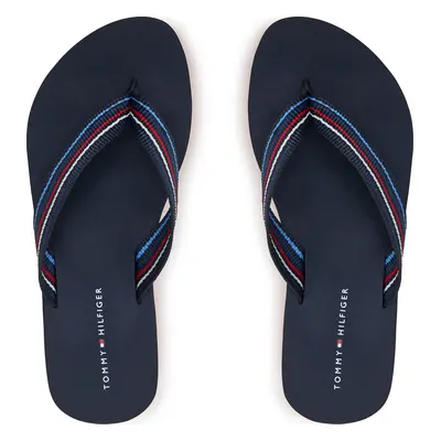 Žabky Tommy Hilfiger Wedge Stripes Beach Sandal FW0FW07858 Tmavomodrá