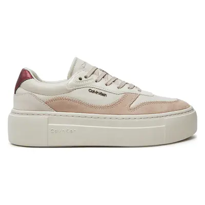 Sneakersy Calvin Klein Ff Cupsole Lace Up W/Ml Mix M HW0HW02125 Béžová