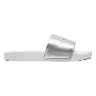 Nazouváky Calvin Klein Jeans Slide Ny Pearl YW0YW01243 Stříbrná