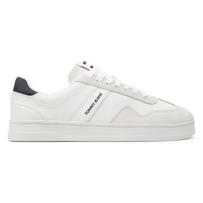 Sneakersy Tommy Jeans Tjm Leather Retro Cupsole EM0EM01414 Écru