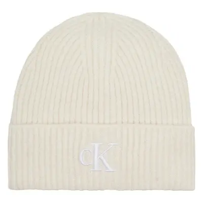 Čepice Calvin Klein Jeans Thick Embroidery Beanie K60K612321 Écru