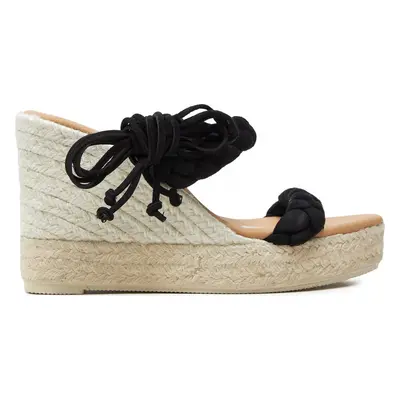 Espadrilky Manebi Hamptons Two Braided Bands Wedge Espadrilles K 1.0 WE Černá