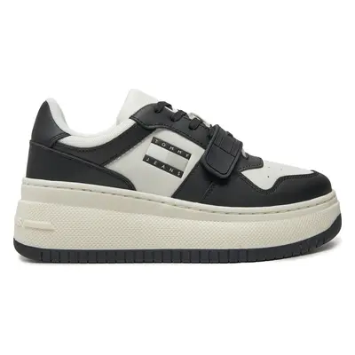 Sneakersy Tommy Jeans Tjw Retro Basket Flatform Velcro EN0EN02573 Černá