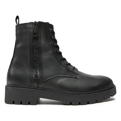 Kozačky Calvin Klein Jeans Combat Mid Laceup Boot W Zip YM0YM00262 Černá