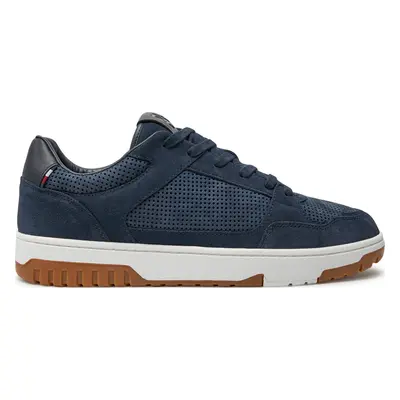 Sneakersy Tommy Hilfiger Th Basket Best Nubuck Mix FM0FM05119 Tmavomodrá