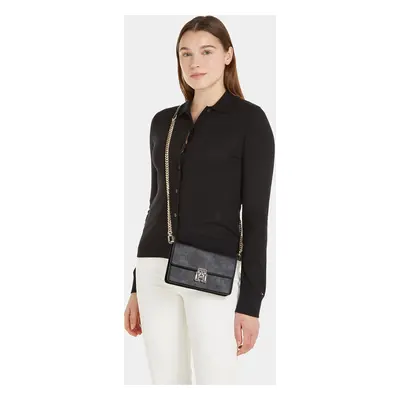 Kabelka Tommy Hilfiger Pushlock Leather Small Crossover AW0AW15227 Černá