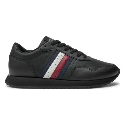 Sneakersy Tommy Hilfiger Runner Evo Lth Mix Ess FM0FM05121 Černá