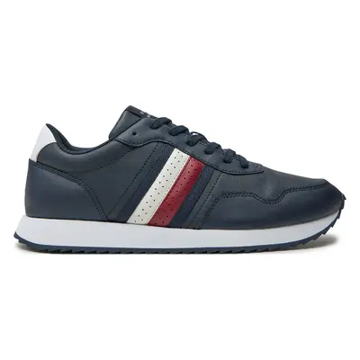 Sneakersy Tommy Hilfiger Runner Evo Lth Mix Ess FM0FM05121 Tmavomodrá