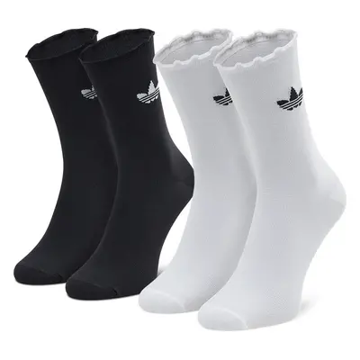 Sada 2 párů vysokých ponožek unisex adidas Ruffle Crw 2Pp HC9532 Černá