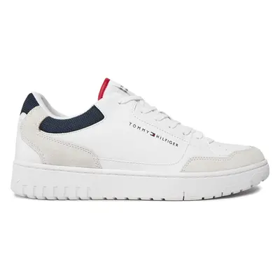 Sneakersy Tommy Hilfiger Th Basket Core Lth Mix Ess FM0FM05058 Bílá