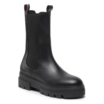 Kotníková obuv s elastickým prvkem Tommy Hilfiger Monochromatic Chelsea Boot FW0FW06730 Černá