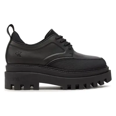 Sneakersy Calvin Klein Jeans Flatform Laceup Derby Mg Mtl YW0YW01502 Černá