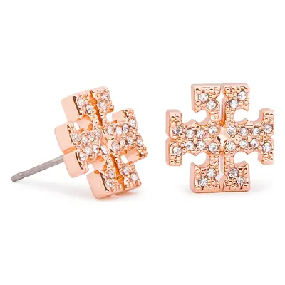 Naušnice Tory Burch Crystal Logo Stud Earring 53423 Růžová