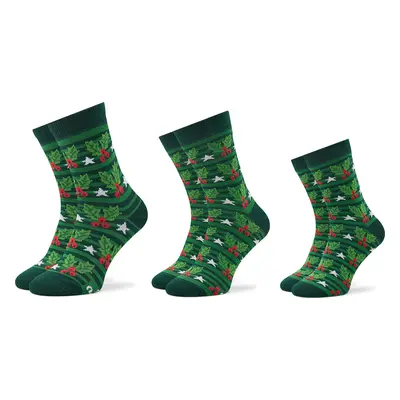 Sada 3 párů vysokých ponožek unisex Rainbow Socks Xmas Balls Zelená