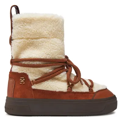 Sněhule Tommy Hilfiger Lace-Up Faux Shearling Snowboot FW0FW08252 Béžová