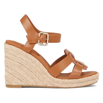 Espadrilky Tommy Hilfiger Espadrille High Wedge Leather FW0FW07925 Hnědá