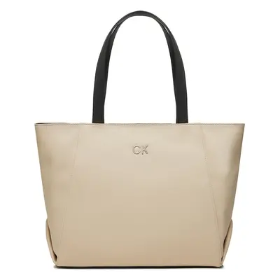 Kabelka Calvin Klein Jeans Re-Lock Seasonal Shopper_Canvas K60K611446 Écru