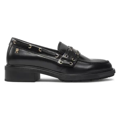 Loafersy Tommy Hilfiger Nautical Eyelets FW0FW08148 Černá