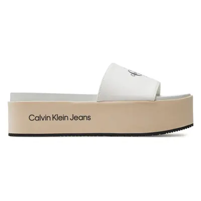 Nazouváky Calvin Klein Jeans Flatform Sandal Met YW0YW01036 Écru