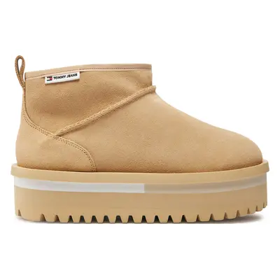 Sněhule Tommy Jeans Tjw Suede Flatform Boot Wl EN0EN02599 Béžová