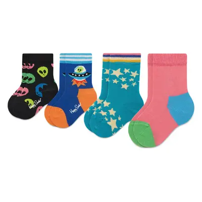 Sada 4 párů dětských vysokých ponožek Happy Socks XKSPC09-0200 Barevná