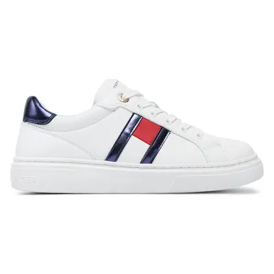 Sneakersy Tommy Hilfiger Flag Low Cut Lace-Up Sneaker T3A9-33538-1351 S Bílá