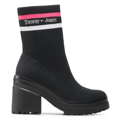 Polokozačky Tommy Jeans Knitted Boot EN0EN02061 Černá