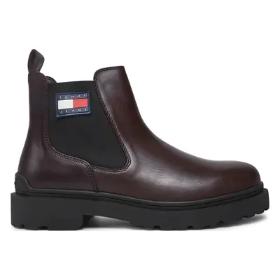 Kotníková obuv s elastickým prvkem Tommy Jeans Tjm Leather Chelsea Boot EM0EM01448 Hnědá