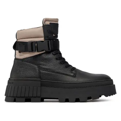 Turistická obuv Tommy Hilfiger Th Elevated Chunky Lth Bkle Boot FM0FM04909 Černá