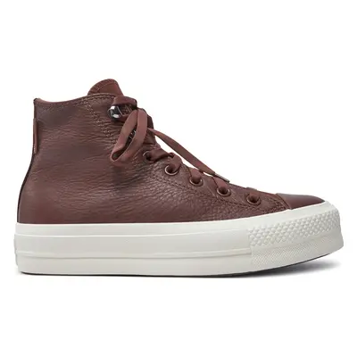 Plátěnky Converse Chuck Taylor All Star Lift Platform Water Repellent Leather A10362C Hnědá