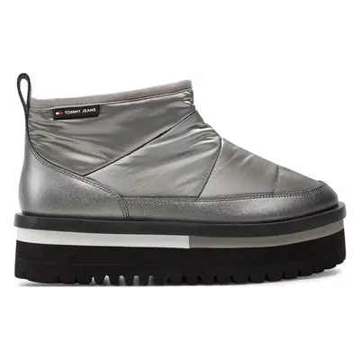 Sněhule Tommy Jeans Tjw Nylon Flatform Boot Wl EN0EN02689 Stříbrná