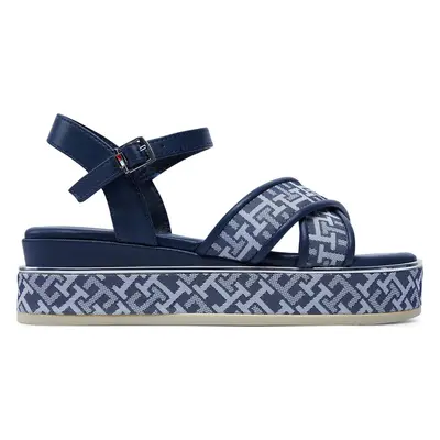 Sandály Tommy Hilfiger Logo Oll Over Platform Sandal T3A2-33256-0325 M Tmavomodrá