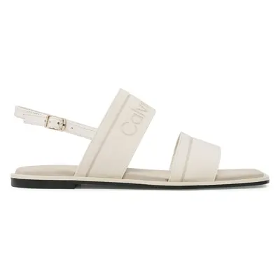 Sandály Calvin Klein Squared Flat Sandal He HW0HW01496 Écru