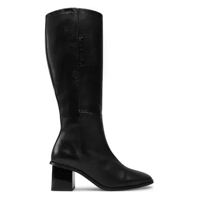 Kozačky Calvin Klein Heel Knee Boot 50 W/Ml Lth HW0HW02321 Černá