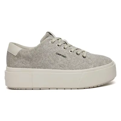 Sneakersy Calvin Klein Flatform Cup Lace Up W/Ml Felt HW0HW02325 Šedá