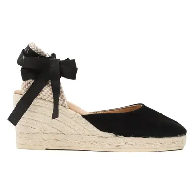 Espadrilky Manebi Soft Suede Low Wedge Espadrilles K 1.0 WL Černá