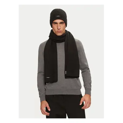 Sada čepice a šál Calvin Klein Gs Classic Rib Beanie + Scarf K50K512389 Černá