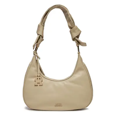 Kabelka Tommy Hilfiger Pushlock Leather Hobo AW0AW16073 Béžová