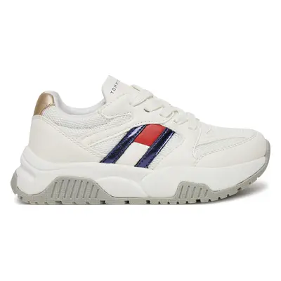 Sneakersy Tommy Hilfiger Flag Low Cut Lace-Up Sneaker T3A9-33550-1697 M Bílá