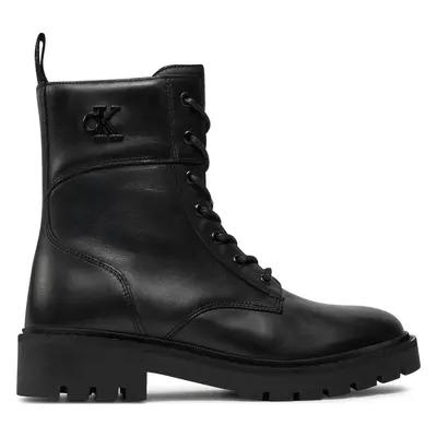 Turistická obuv Calvin Klein Jeans Combat Boot Mid Zip Lth In Calf YW0YW01550 Černá