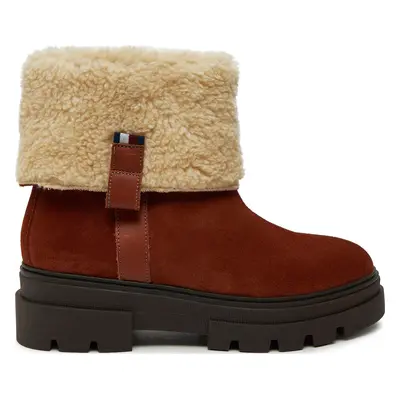 Polokozačky Tommy Hilfiger Faux Fur Suede Roll-Down Boot FW0FW08158 Hnědá