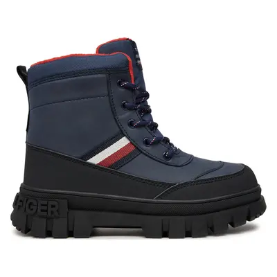 Turistická obuv Tommy Hilfiger Stripes Fur Boot T3X5-33713-1487 S Tmavomodrá