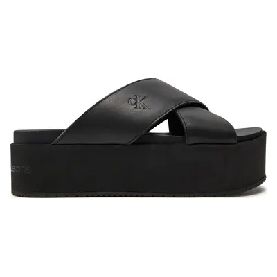 Nazouváky Calvin Klein Jeans Flatform Cross Mg Uc YW0YW01349 Černá