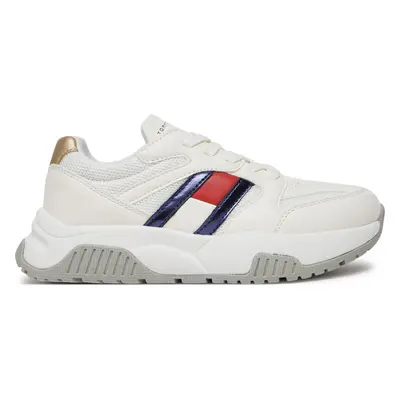 Sneakersy Tommy Hilfiger Flag Low Cut Lace-Up Sneaker T3A9-33550-1697 S Bílá