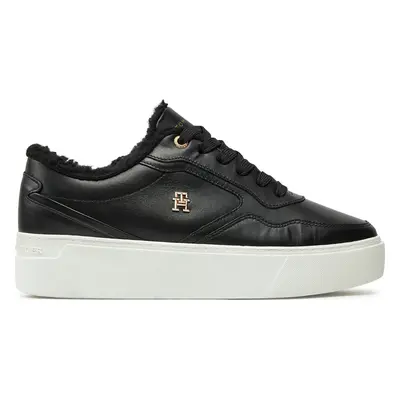 Sneakersy Tommy Hilfiger Essential Platform Sneaker Fur FW0FW08349 Černá